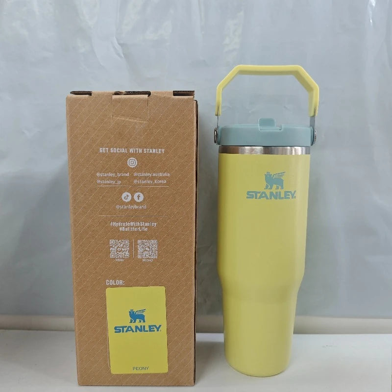 Stanley IceFlow Series 30oz Pomelo Yellow Flip Straw Insulated Stainless Steel Thermos Tumbler Spill Proof Flip Lid For Cycling