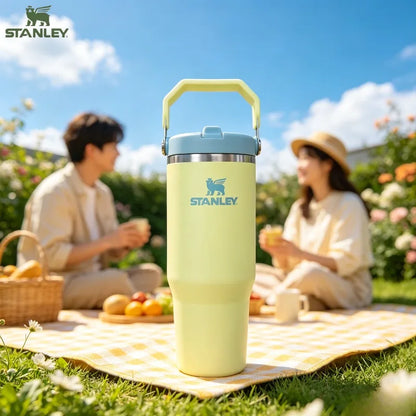 Stanley IceFlow Series 30oz Pomelo Yellow Flip Straw Insulated Stainless Steel Thermos Tumbler Spill Proof Flip Lid For Cycling